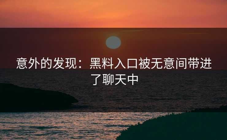 意外的发现:黑料入口被无意间带进了聊天中
