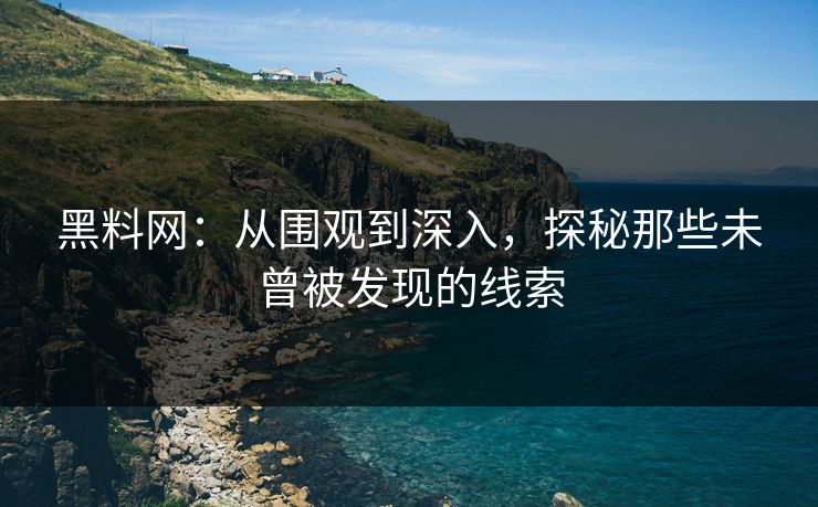 黑料网:从围观到深入,探秘那些未曾被发现的线索